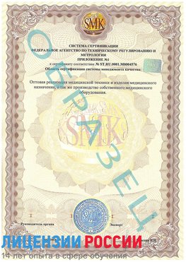 Образец сертификата соответствия (приложение) Белогорск Сертификат ISO 13485